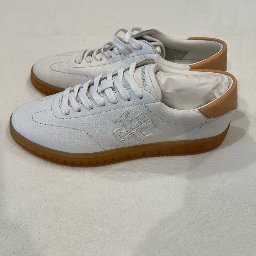 Tory Burch White and Tan Sneakers - Picture 2 of 5
